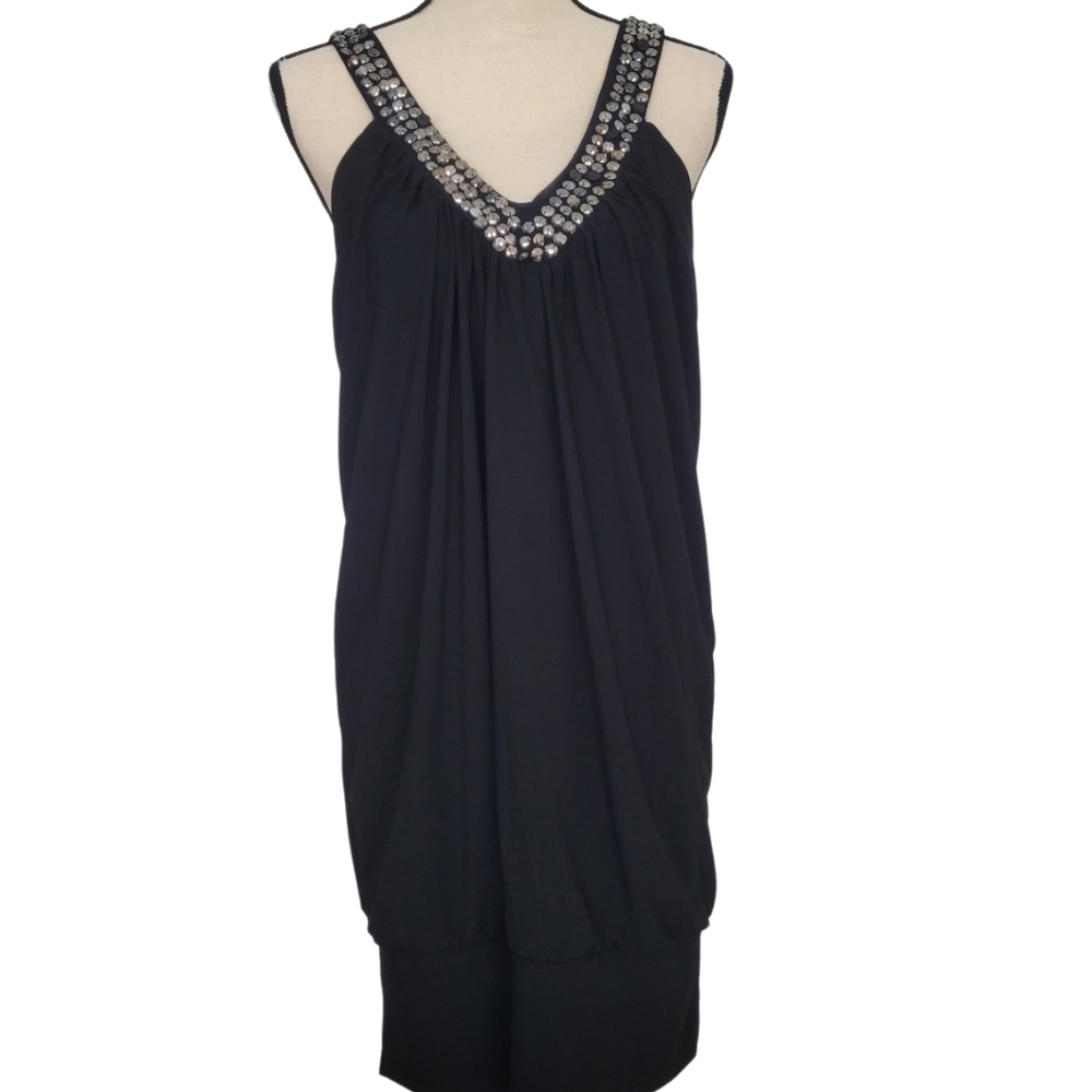NWT: Black Dress with Jeweled Embellishments at Neckline- Size XL